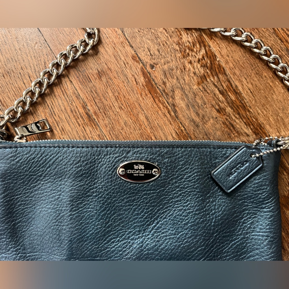Metallic Blue COACH Chain Purse